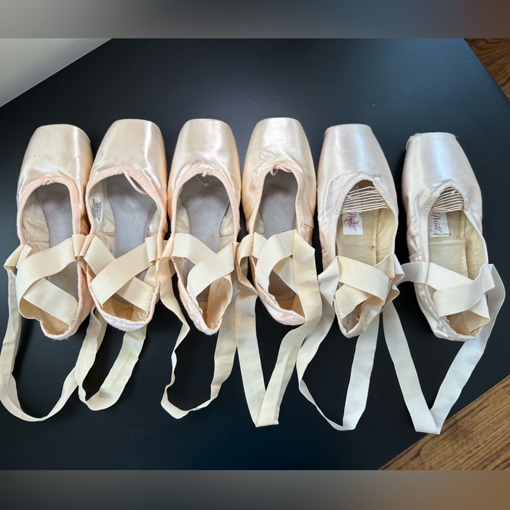 Sewn and used Bloch and RP pointe shoes